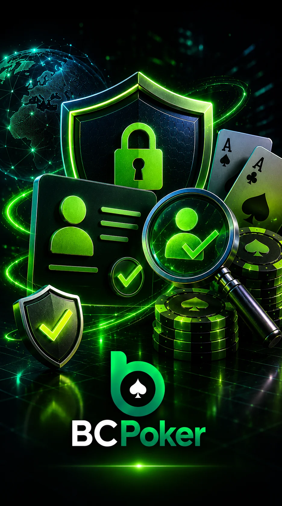 BC Poker KYC security with identity check, shield and profile protection.